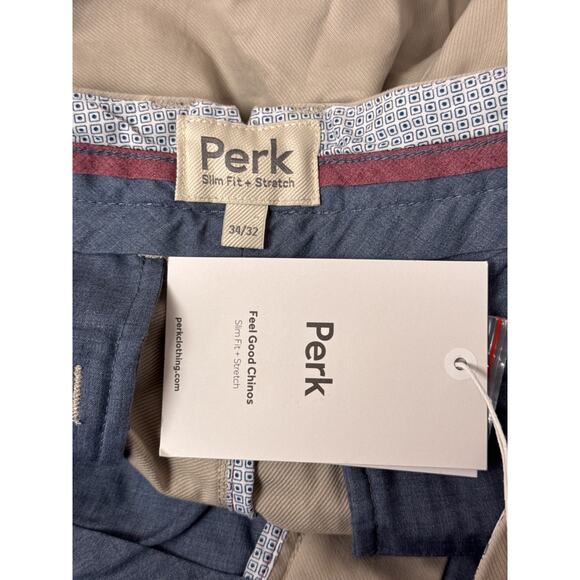 New Perk Pants 34 x 32 Mens Slim Fit Stretch Feel Good Chino - Picture 6 of 7